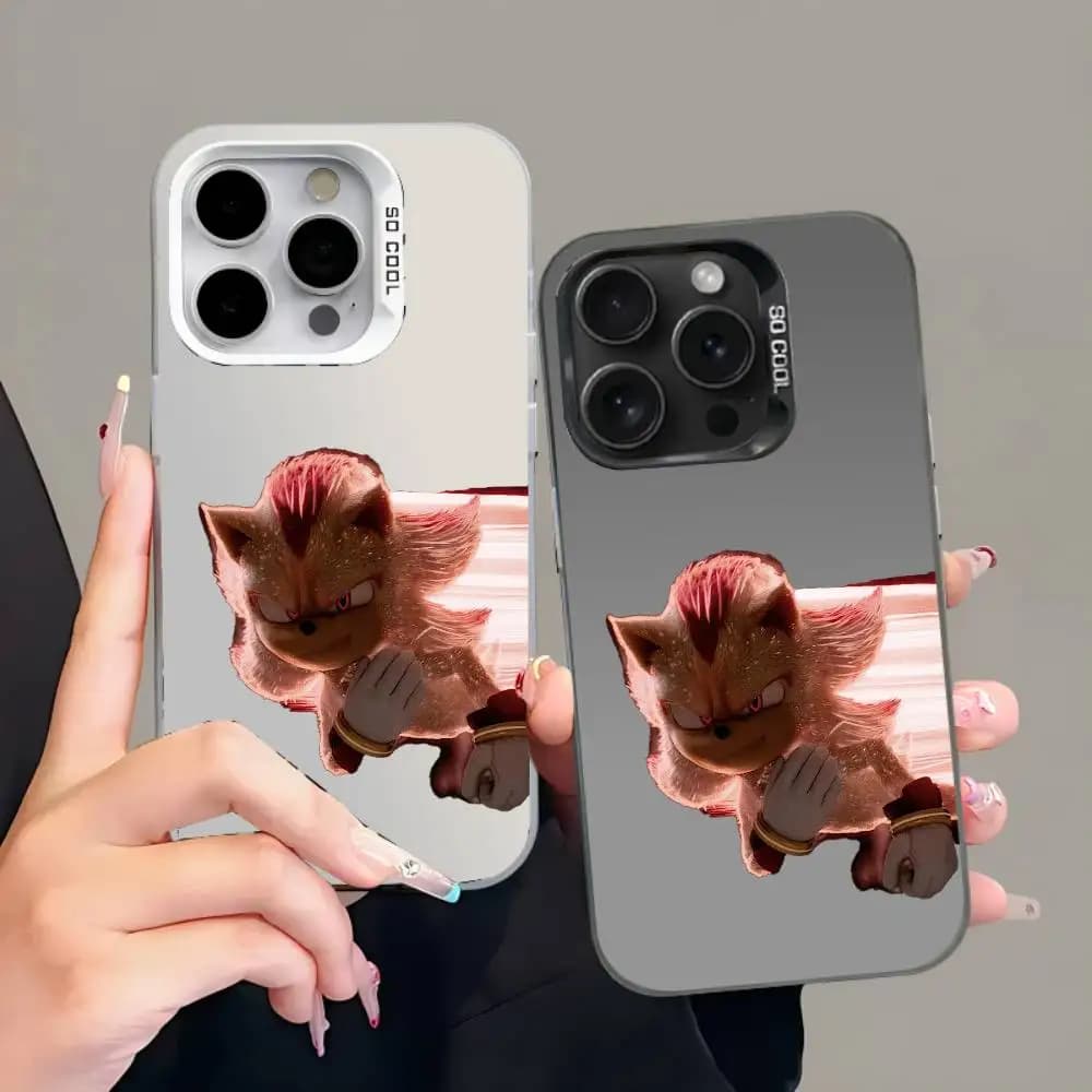1PC Cover per iPhone S-sonic Cartoon con Gradiente Argento per iPhone 17 16 15 14 13 12 11 Pro Max Plus