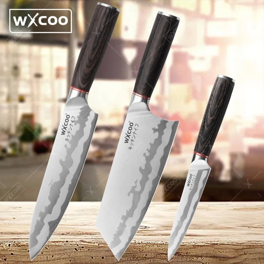 WXCOO 1-3PCS SET Chef Knife Stainless Steel 8 Inch Kitchen Knife Professional Fruit Knife Cleaver High-quality Set of Knives