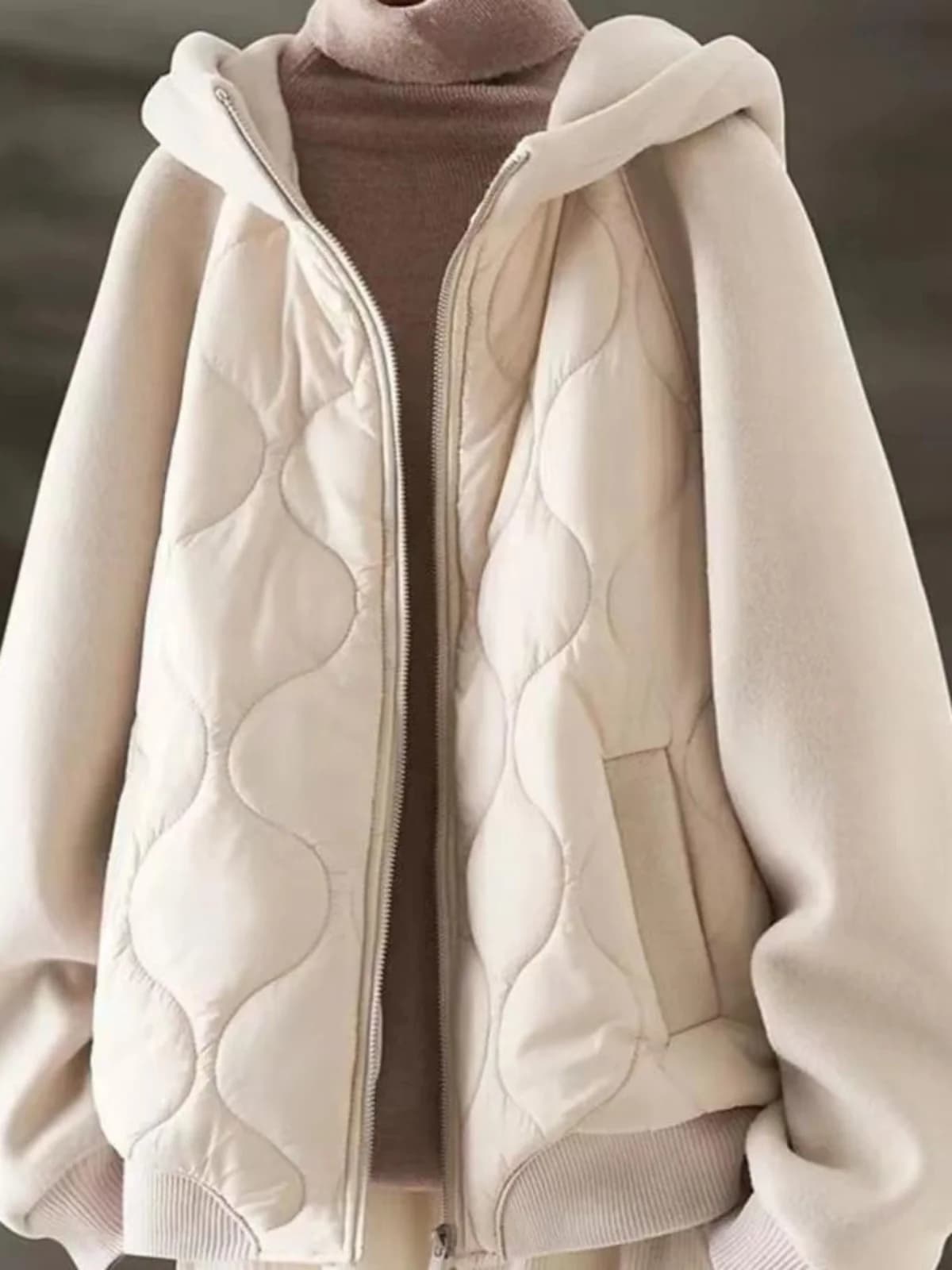 Warm Thickened Hooded Cotton Jacket Loose Slimming Winter Outerwear for Women plus Size Retro Style Long Sleeve Zipper Cardigan