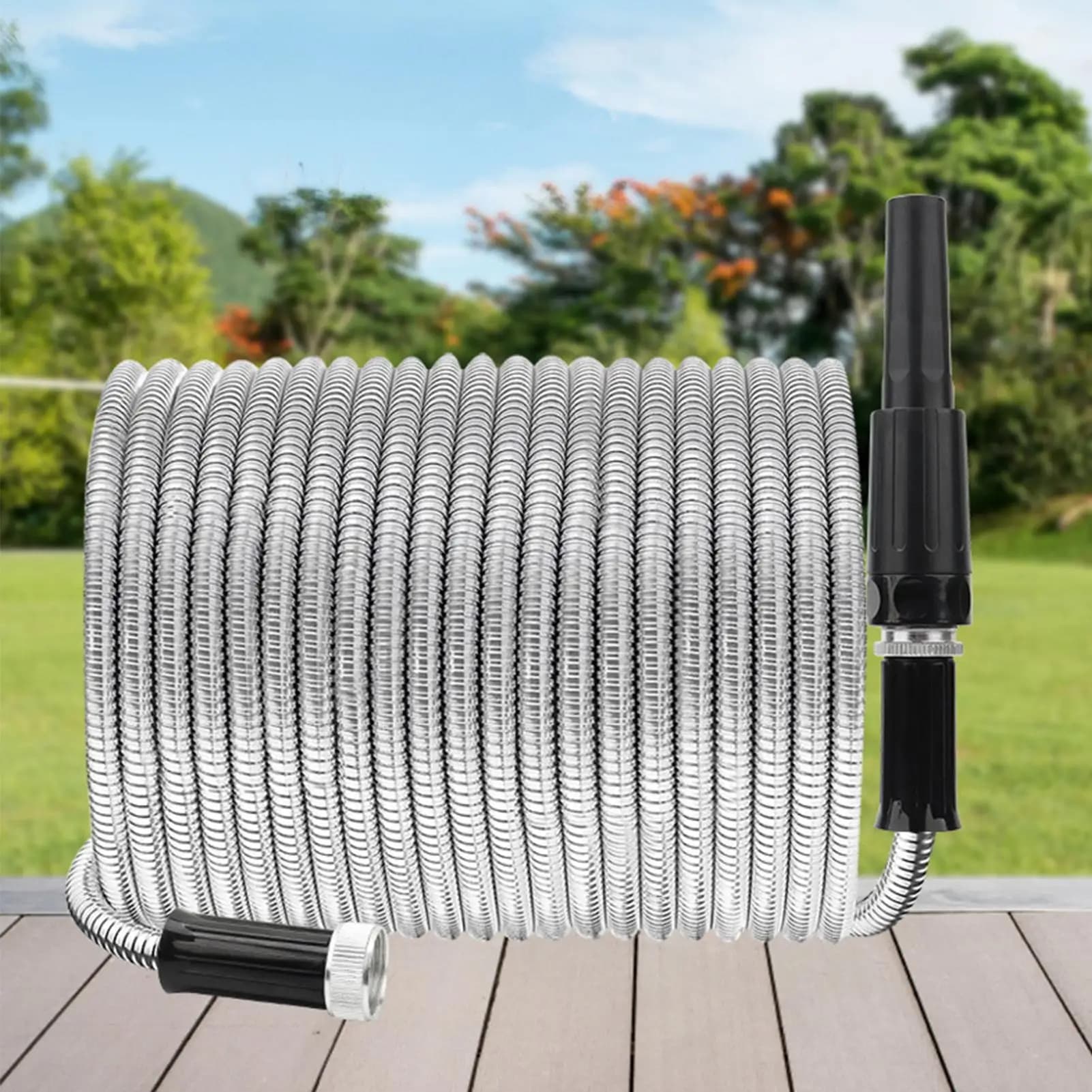 Tubo da giardino espandibile da 25 piedi con ugello, leggero e resistente, tubo flessibile anti-attorcigliamento per lavaggio auto, irrigazione esterna