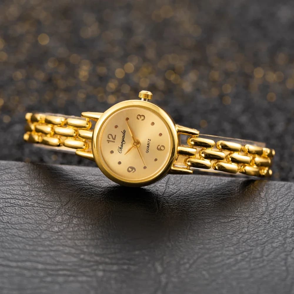 New Women's Watch Wrist Watch with Small Gold Plated Dial Luxury Jewelry Women's Quartz Watch Reloj Mujer Gift Watch
