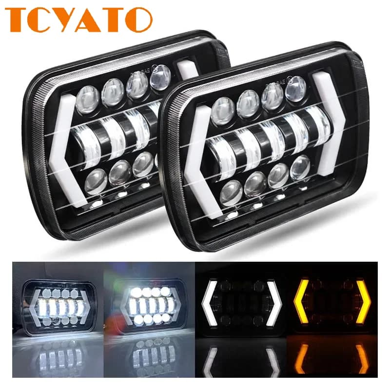 TCYATO 7 pollici Wrangler 13 perline freccia sinistra e destra LED fari fuoristrada, luci di marcia diurna modificate per moto