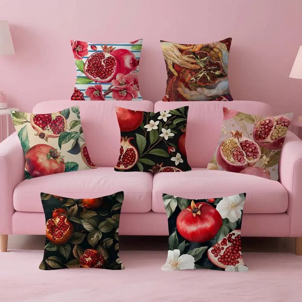 Fodera per cuscino con stampa melagrana, regalo per casa, ufficio, arredamento, camera da letto, divano, auto, 45x45cm
