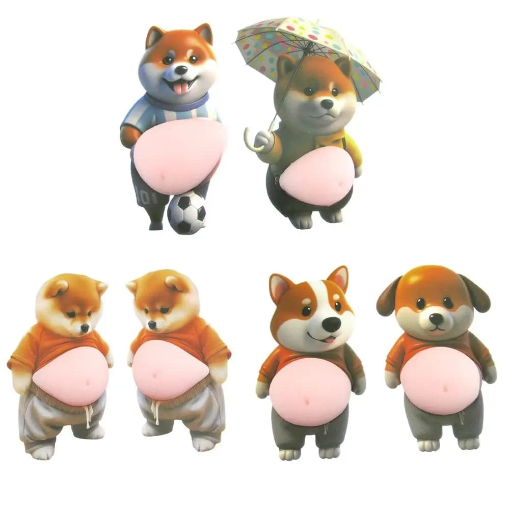 1 Paio di Adesivi 3D Shiba Inu con Pancia Arancione in Silicone per Decorazione Porta, Morbidi e Carini