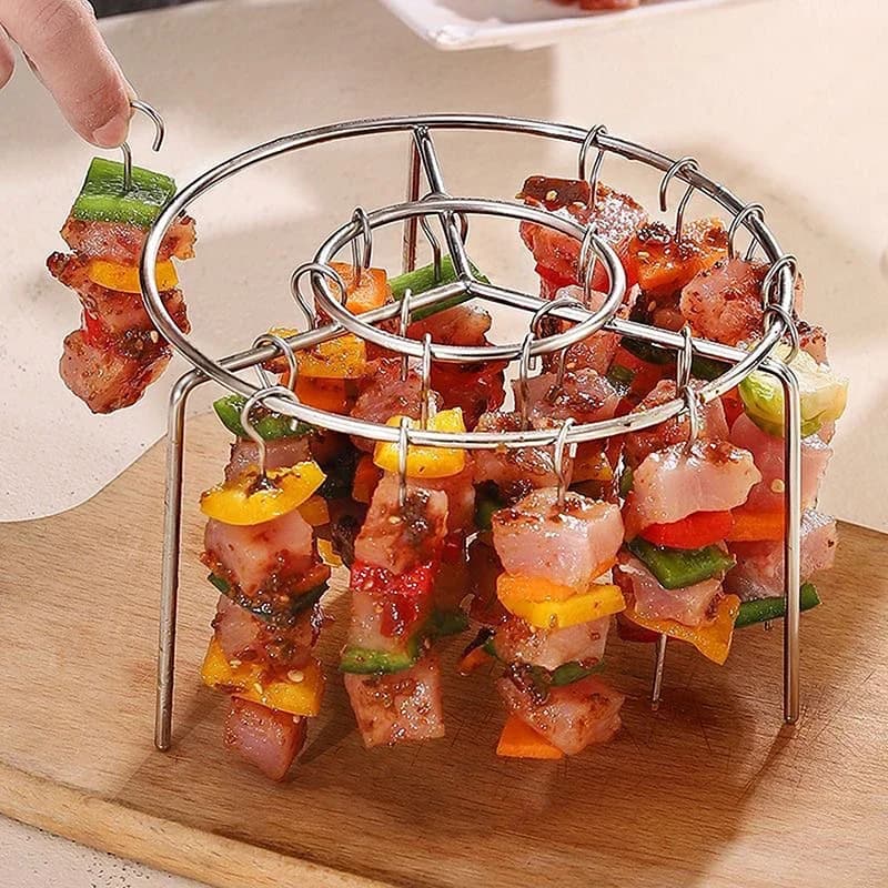24 Baking Needle Air Fryer Stainless Steel Vertical Grill Rack Detachable String Grill Vertical Barbecue Skewer Bracket
