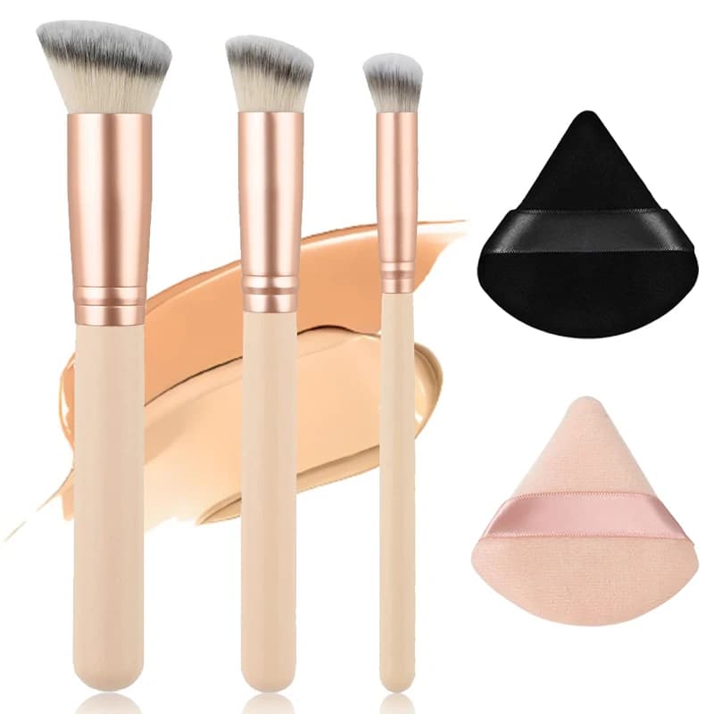 5 makeup brushes with triangular cypriot set, base, corrector, shade, brushes for mixing cosmetic beauty tools