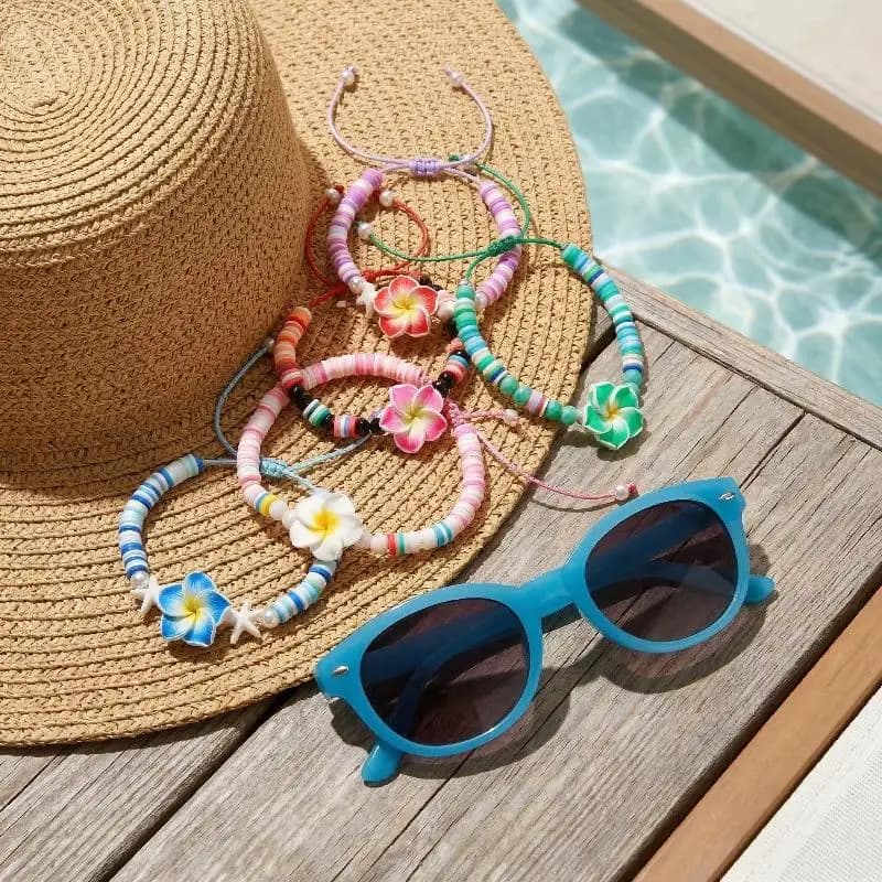 Bohemian Colorful Flower Bead Bracelet for Women Trendy Charm Bangles for Vacation and Summer Festival Accessories