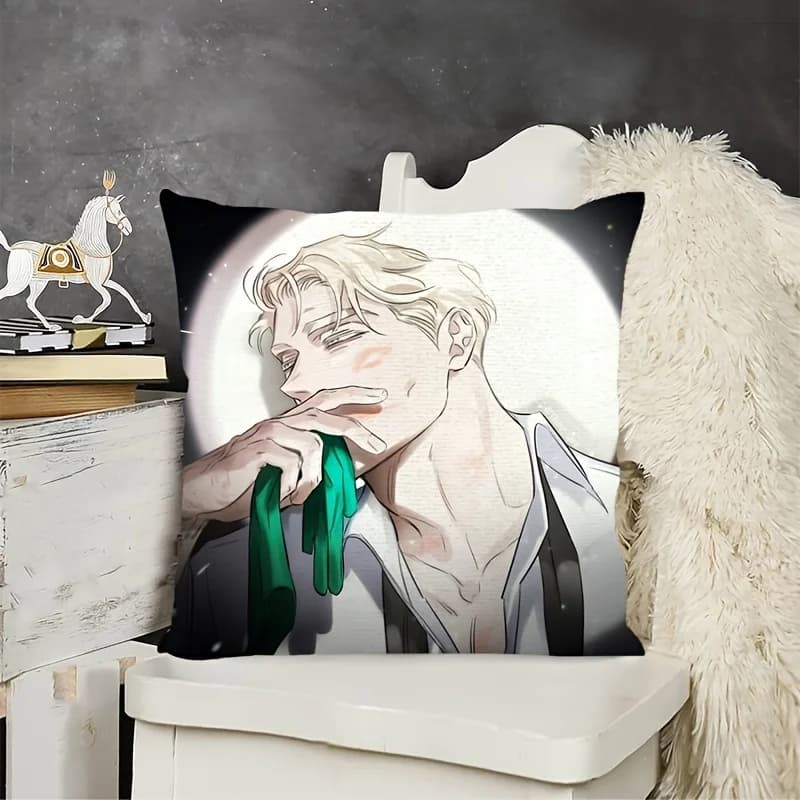 1pc Glam Korean BL Manhwa Handsome Male Character Throw Pillow Cover 2D Double-Side Print Polyester Cushion Case for Home Sofa O