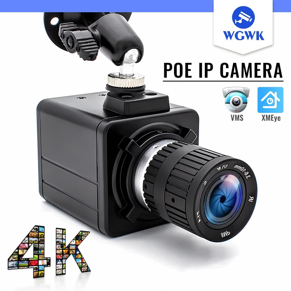 WGWK 4K MINI Telecamera IP 3/4/5/8MP Zoom manuale POE48V CS Obiettivo Scatola di metallo Ispezione industriale Sicurezza Webcam Video sorveglianza