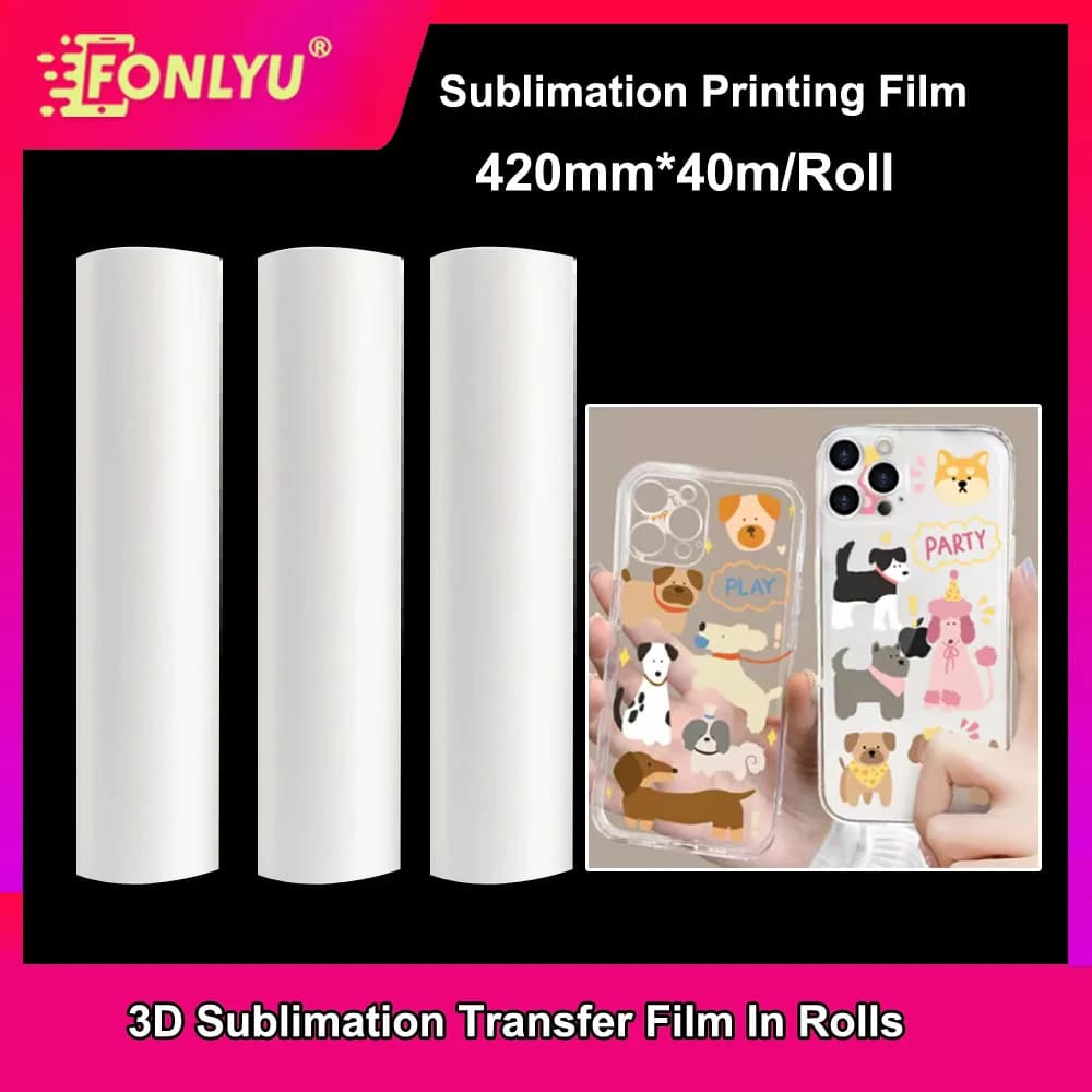 FONLYU 420mm * 40mm Rotolo di Carta per Pellicola di Sublimazione 3D per Trasferimento di Pressa di Calore Custodia per Telefono Vuota Stampa per iPhone17 16 Max Cover FAI DA TE