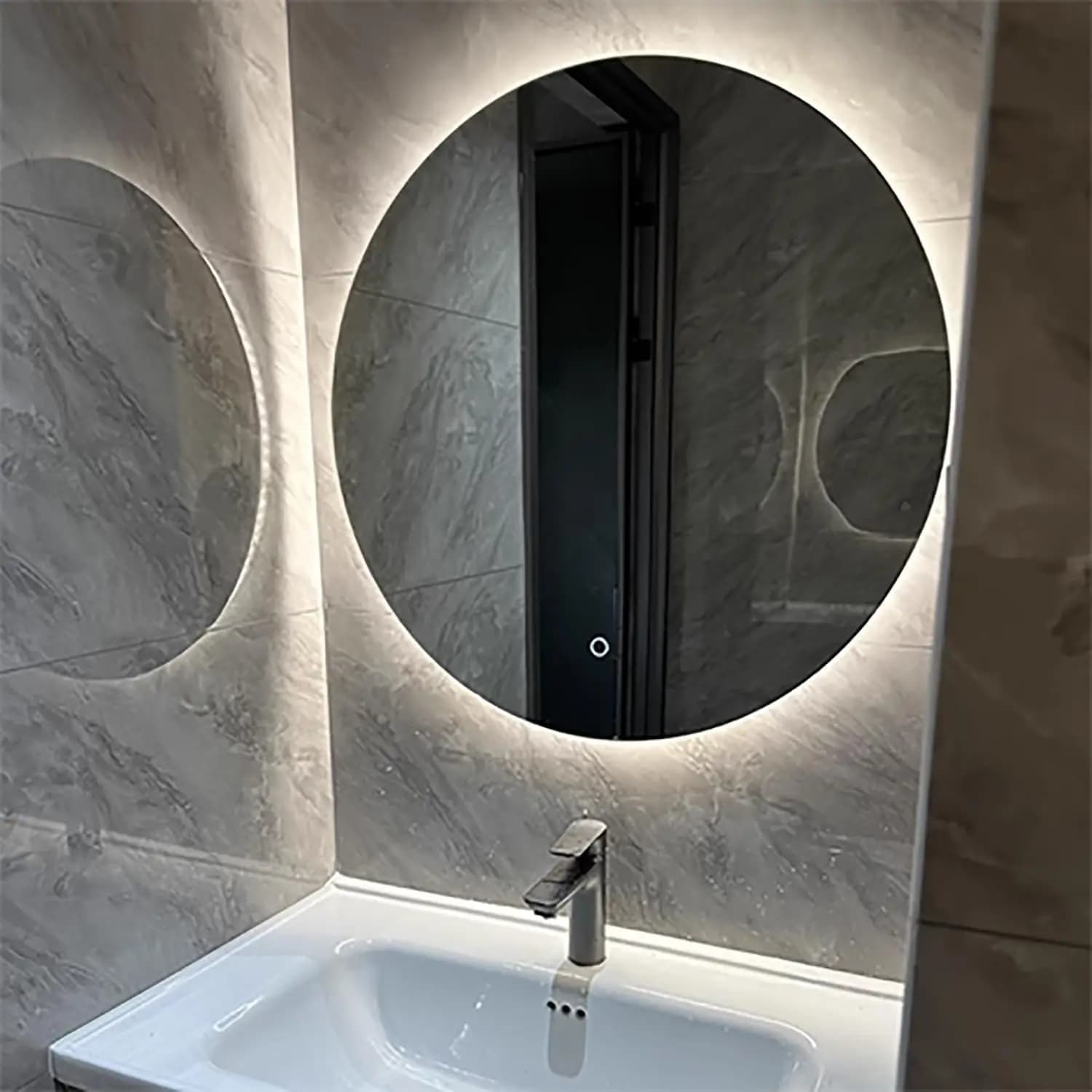 Specchio LED Retroilluminato per Bagno Senza Cornice, Decorazione Casa 36"x36", Specchio da Toilette Rotondo con Luci LED, Interruttore Touch Intelligente, Specchio da Parete