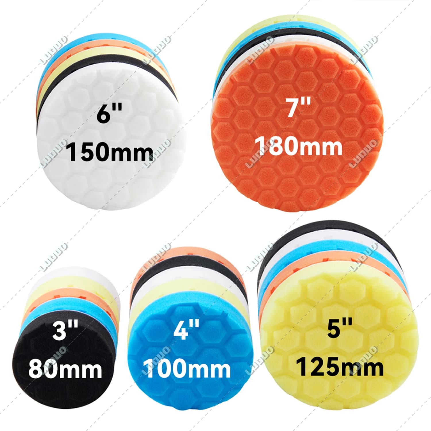 3/4/5/6/7 pollici Auto Ceretta Spugna Lucidatura Pad Disco Kit Spugna Lucidante Per Auto Faro Lucidatore Auto Dettagli Lavaggio Riparazione