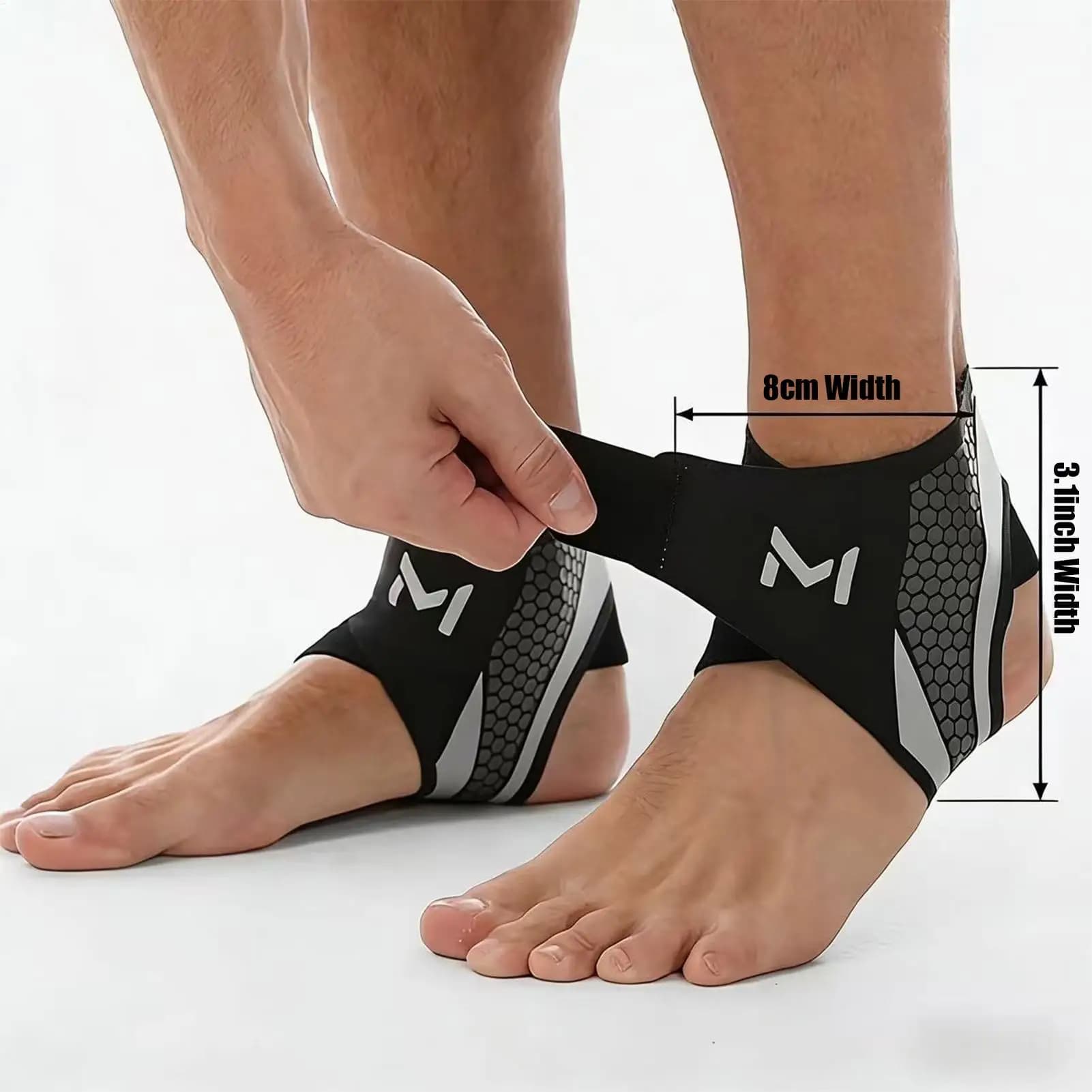 Supporto per caviglia in nylon a compressione, set da 2 pezzi, tutore per caviglia per infortuni, per corsa, uomo e donna, per corsa, calcio, basket, pallavolo
