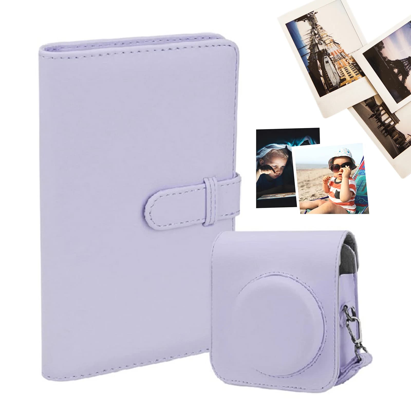 PU Leather Protective Camera Bag for for instax Mini 12/11 with Shoulder Strap Shockproof Camera Bag Wallet Album Book
