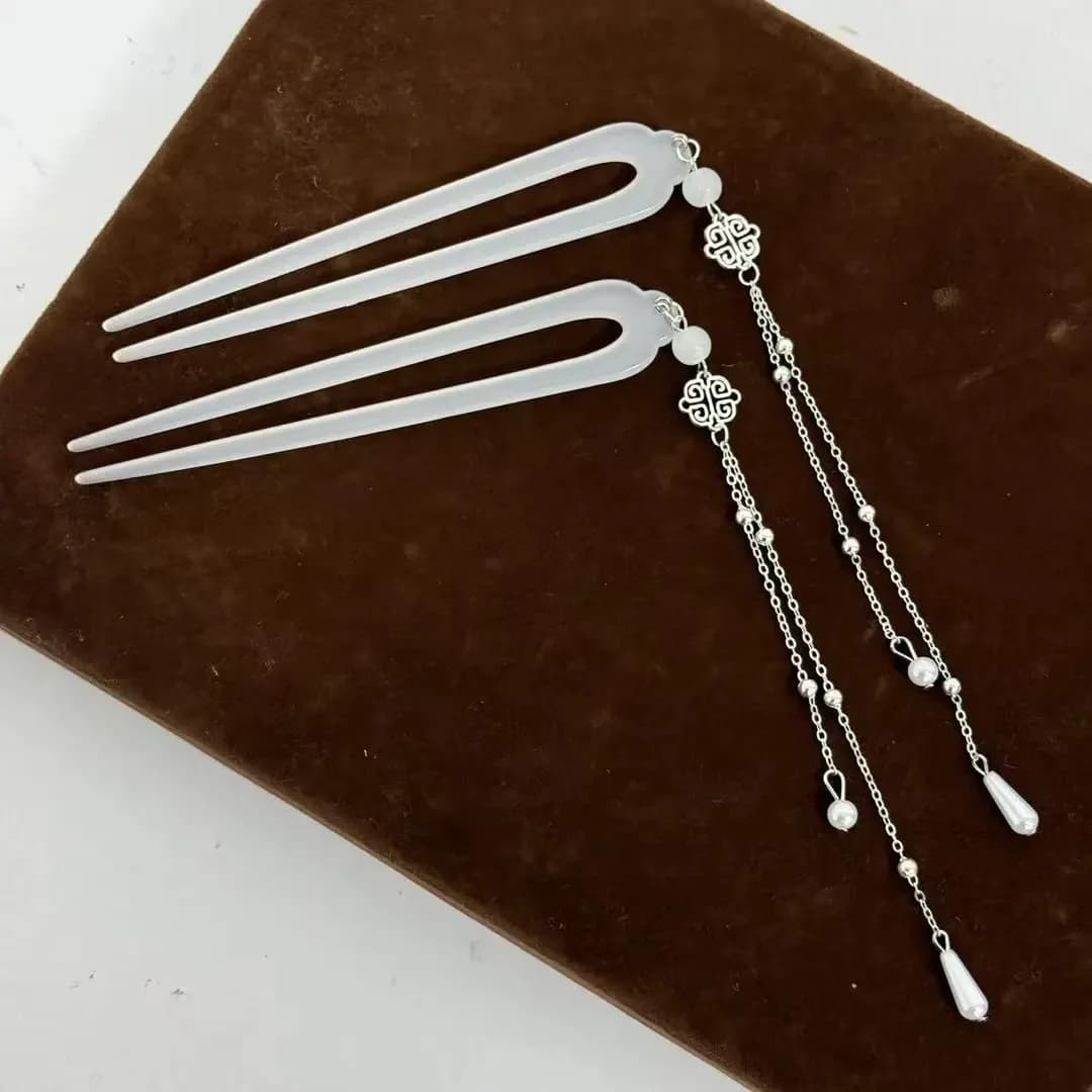 1/2 pcs. U-holes for women, elegant hairpins with resin tassels, fashionable hair accessories for girls, trendy jewelry, trendy headdress