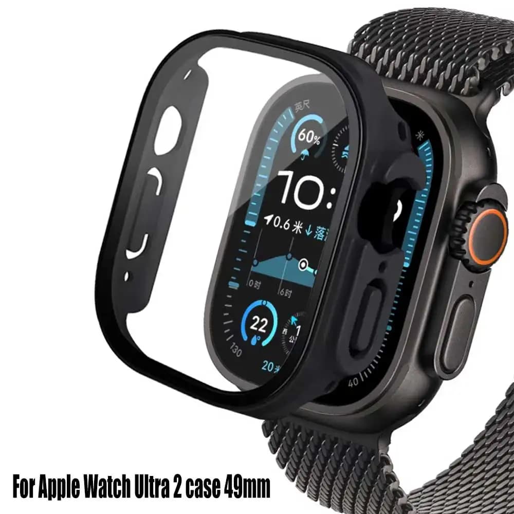 Vetro + custodia per Apple Watch Ultra 2 custodia 49mm smartwatch PC Bumper + Screen Protector Cover temperata iwatch series accessori per cinturini