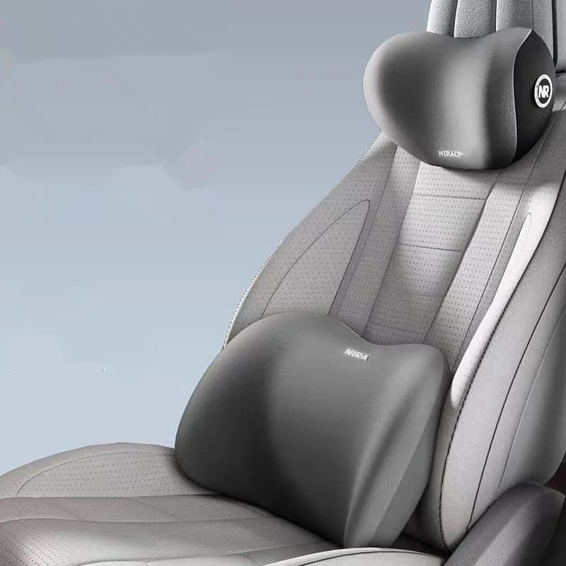 Cuscino per il collo dell'auto in memory foam Cuscino di supporto per schienale lombare Protezione per poggiatesta - Essenziale da viaggio per la cura della colonna vertebrale a doppio uso