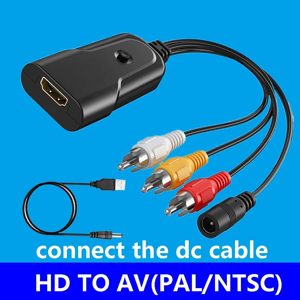 Convertitore video HD da HDMI a RCA CVBS AV HD 2AV HD a RCA AV/CVSB L/R Video 1080P Mini adattatore Supporto NTSC PAL per PS3/PC/VC