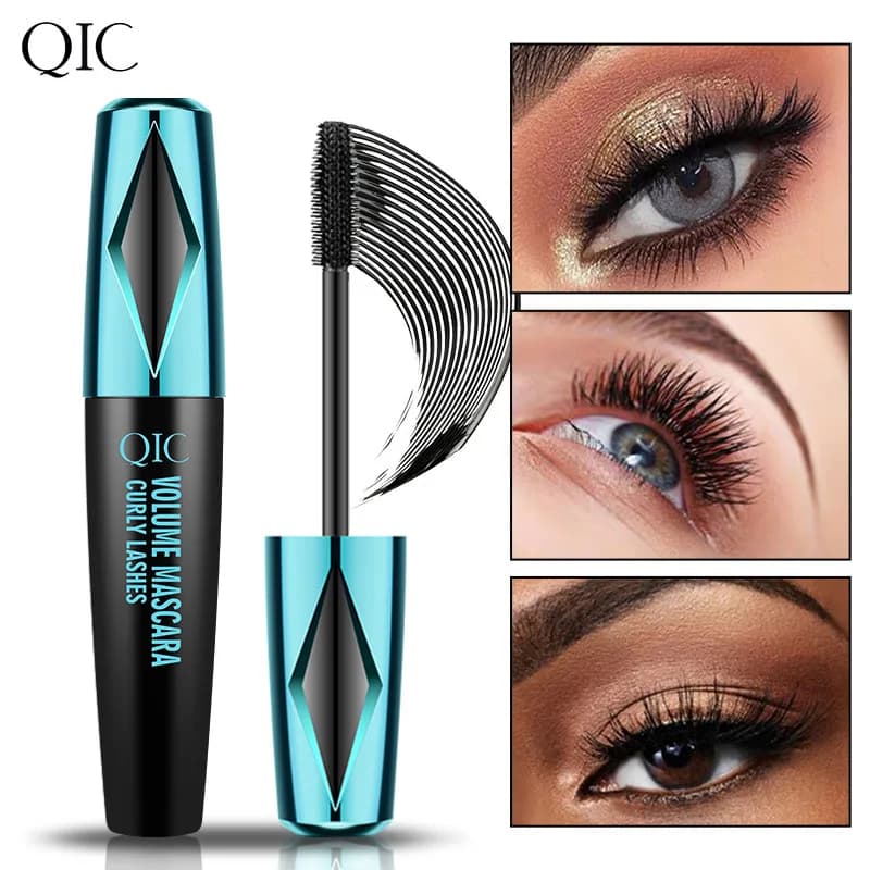 QIC Blue Black Tube Mascara 4D Waterproof Non-slip Non-Clapping Volumizing Curling and Elongation Makeup Tools 1 PZ