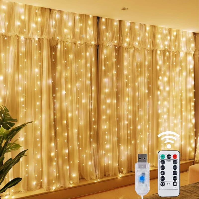 LED Christmas Lights Fairy String Tent Lights 8 Mode USB Remote Control Festone Christmas Decorations for Home Vacation New Year's Lamp