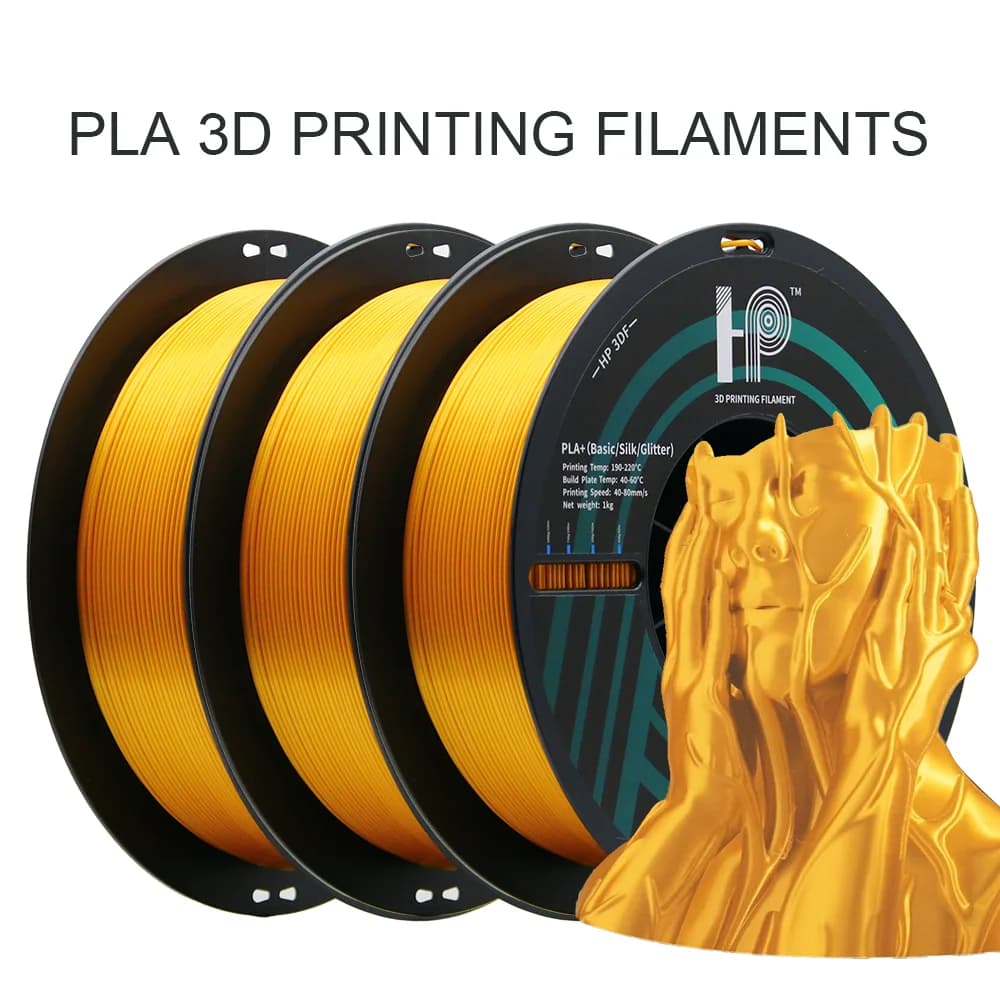 HP3DF 3D Printer Filament, Silk Gold PLA Filament 3KG(3rolls) 1.75mm, Accuracy +/- 0.02mm, Fit Most FDM Printers