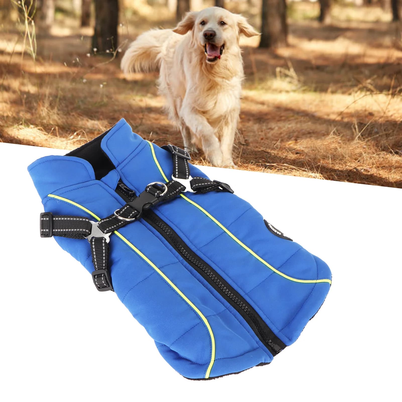 Dog Coat Jacket Dog Coat Warm Waterproof Reflective Dog Vest Jacket Thickened Dog Harness Coat for Winter Autumn Dog Winter Coat