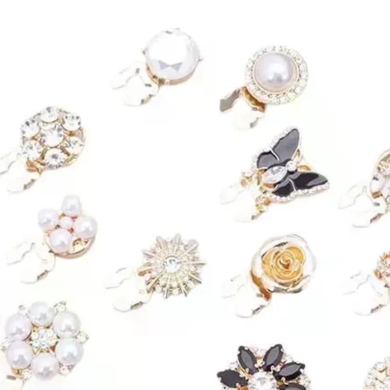 Copribottoni in Cristallo e Perle, Staccabili con Clip, Decorativi per Camicie e Cappotti, Bottoni da Cucire per Fai da Te, Bluse, Abbigliamento Donna e Uomo