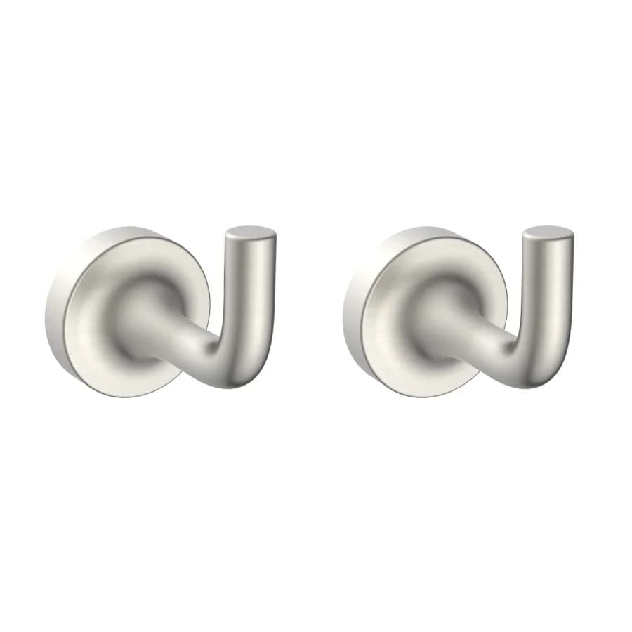 Clean Modern Wall Mount Robe Hook 2 Pack Satin Nickel