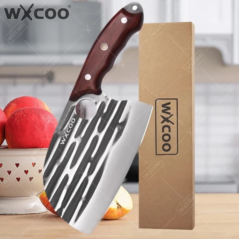 WXCOO Coltelli da Cucina Giapponesi Forgiati e Martellati, Coltello da Chef, Coltello da Disosso in Acciaio Inossidabile, Coltello Professionale per Affettare