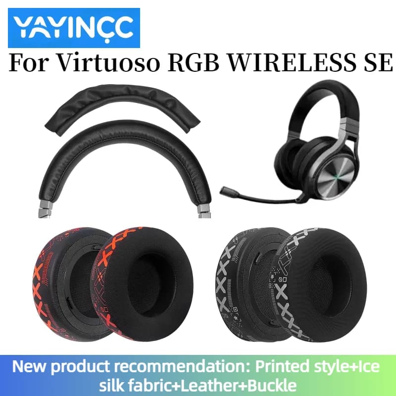 YAYINCC Replacement Printed Ice Silk Fabric for Game Headphones Corsair Virtuoso RGB Wireless SE, Premium Fabric