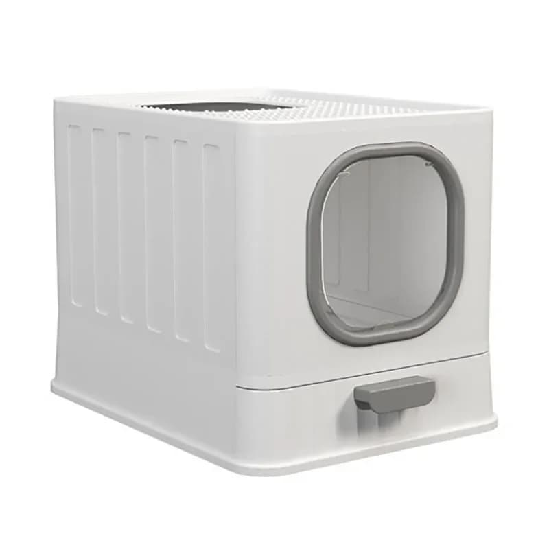 Vassoio per WC per animali domestici Padella pieghevole Toilette per gatti Anti-spruzzi Vassoio per lettiera per gatti con cucchiaio Pulito per gattini Scatola di plastica per gatti Forniture per gatti