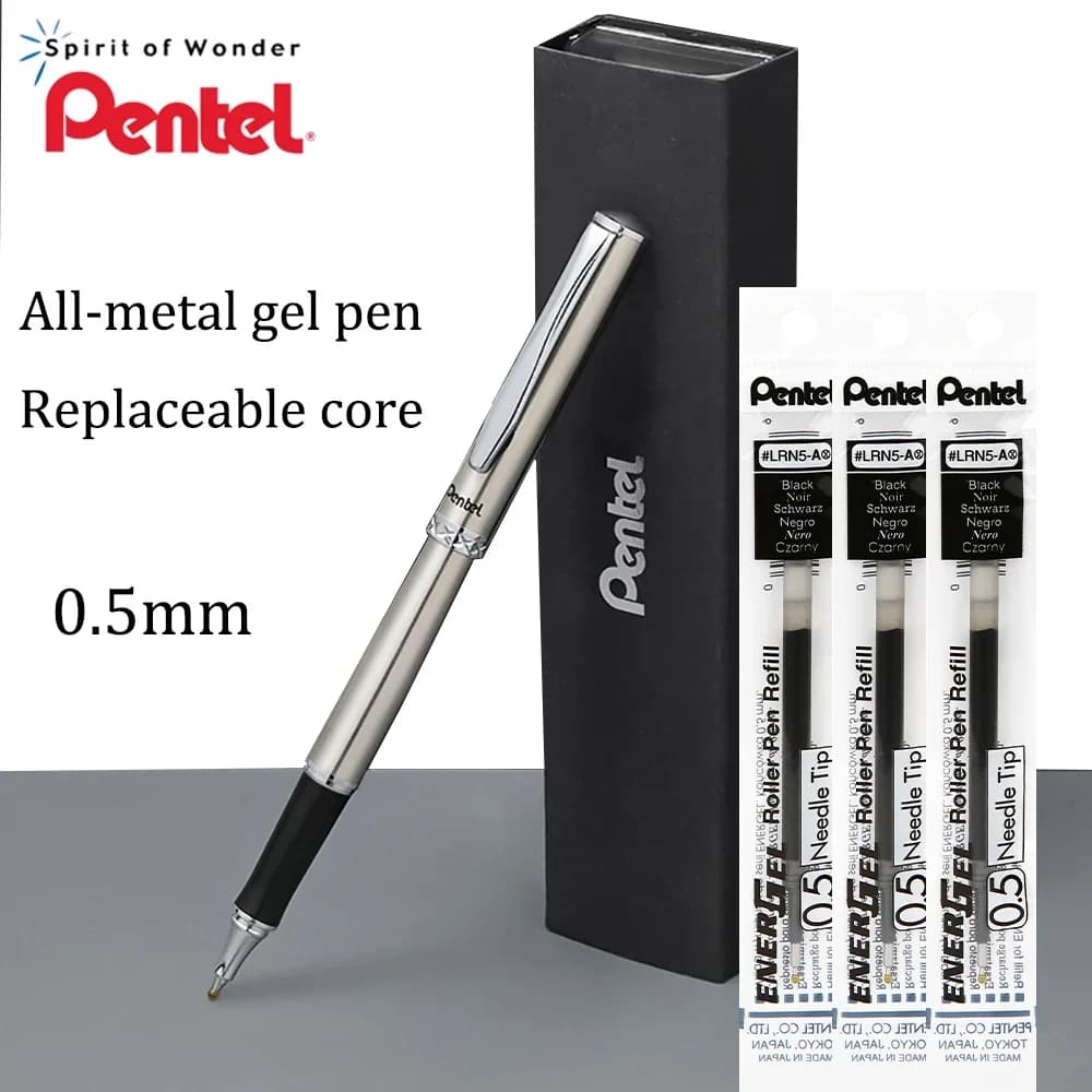 Penna Gel giapponese Pentel Metal K600 Black Core penna a sfera liscia ad asciugatura rapida 0.7mm punta a proiettile forniture per ufficio cancelleria