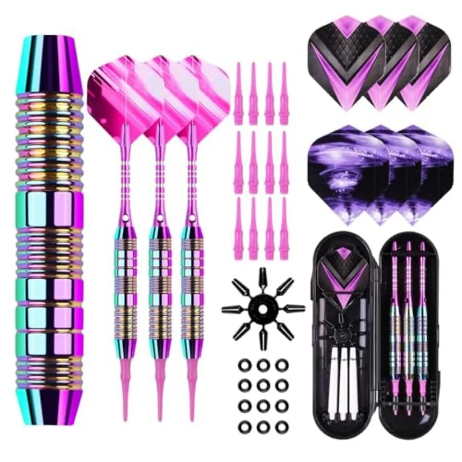 Set di Freccette con Punta Morbida - Set di Freccette con Punta in Plastica, 3 Confezioni di Freccette Professionali con 12 Punte Morbide Extra e 6 Aste di Ricambio