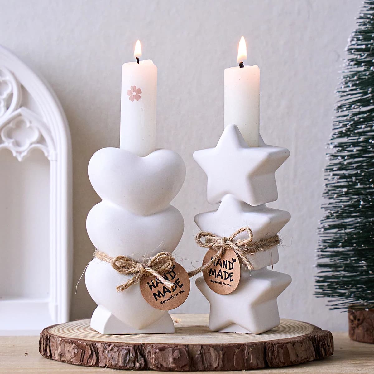 Stampo in silicone a forma di tre stelle connesse per portacandele, stampo fai da te per base portacandele in gesso, ornamento, decorazione per la casa, regalo artigianale per le feste