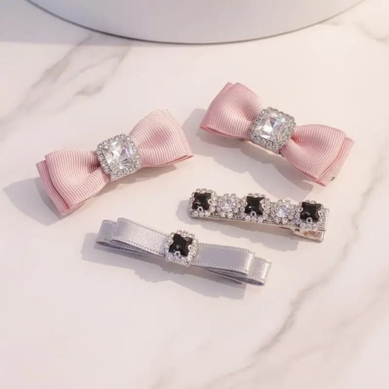 1/2 Pcs Gray Satin Water Diamond Hair Clip Exquisite Sparkling Date Commuter Women Gentle Temperament Water Diamond Hair Clip