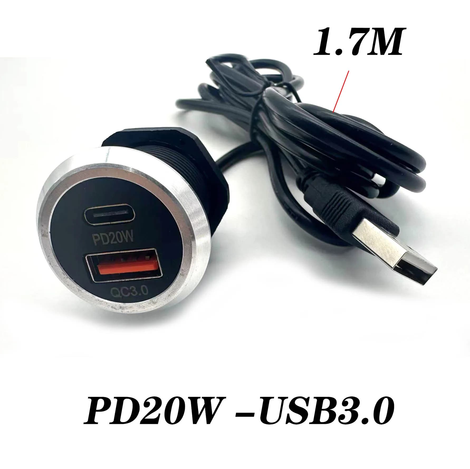 1pcs Desktop hidden integrated USB charger 5V/3A 1 USB 1 Type-C mini fastcharging car charger car powerembedded socket