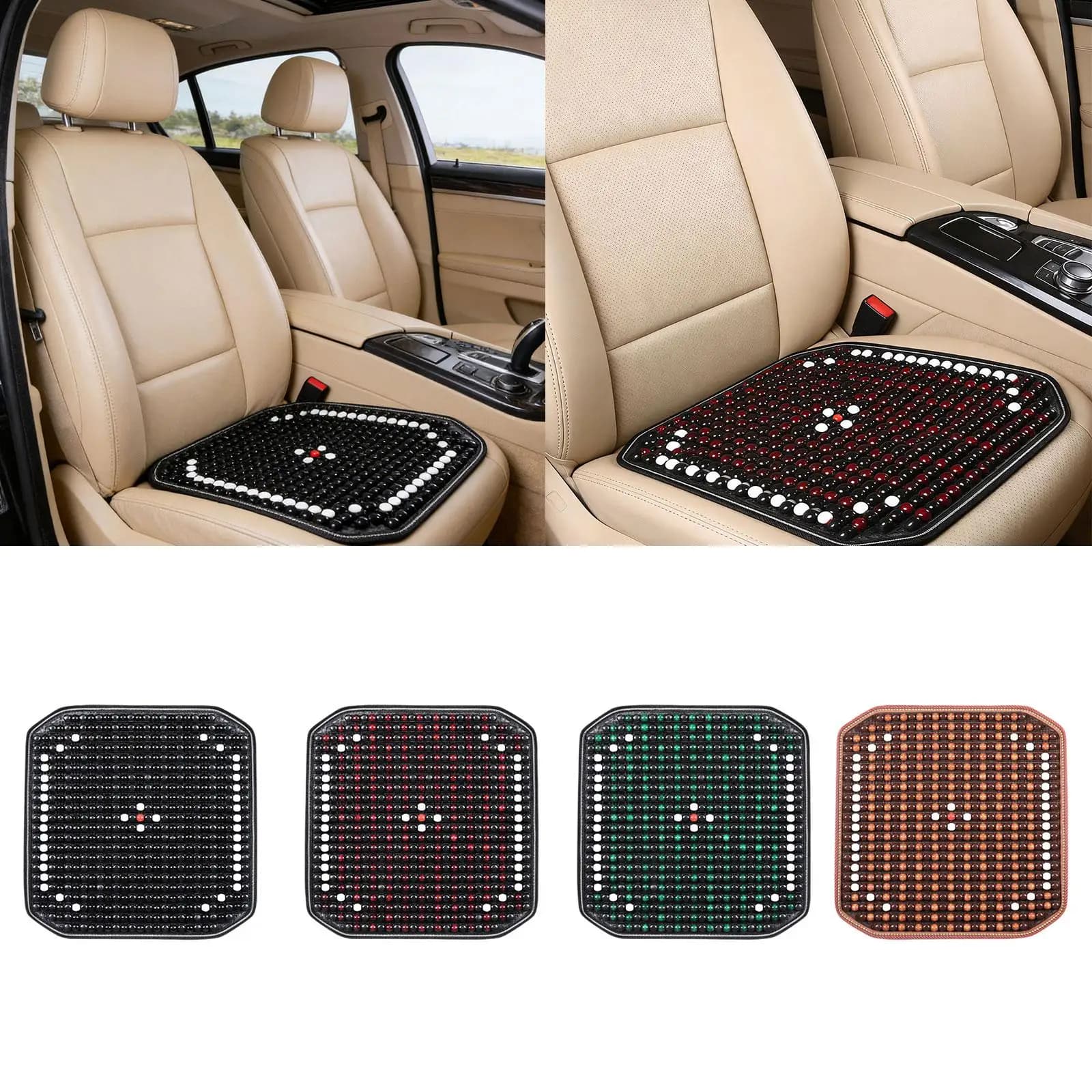 Cuscino per Sedile con Perline in Legno, Ergonomico, Traspirante, Fresco, per Auto, Gaming e Divano