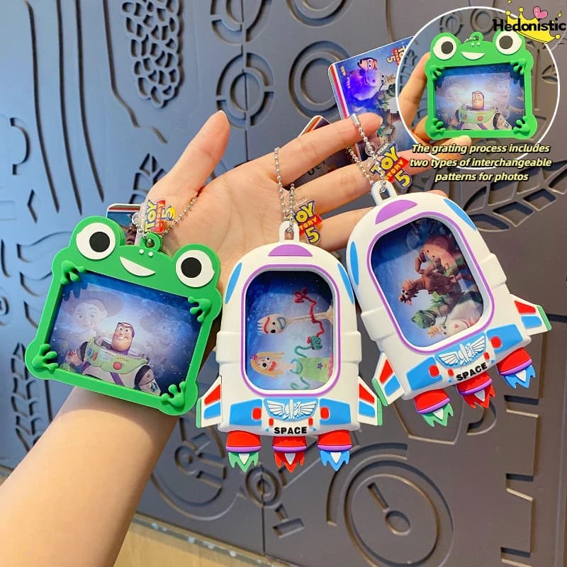 Toy Story Grating Card 3d Picture Keychain Cute Cartoon Character Buzz Lightyear Backpack Wallet Car Decoration Acg Pendant Gift