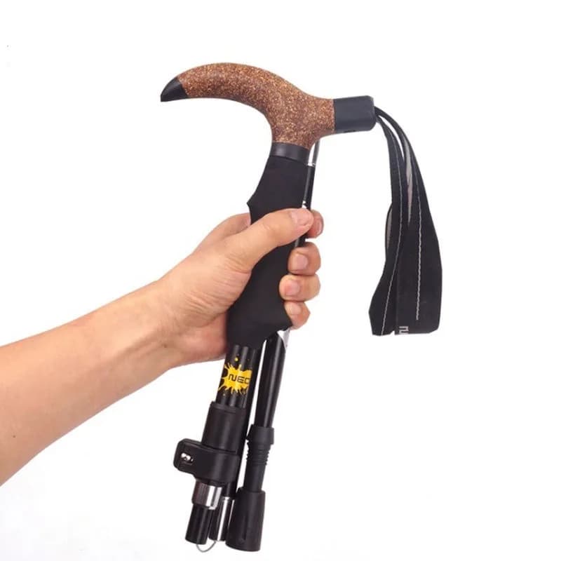 Foldable Walk Stick with T Handle, Aluminum Alloy Sticks, Stretch Trekking Sticks