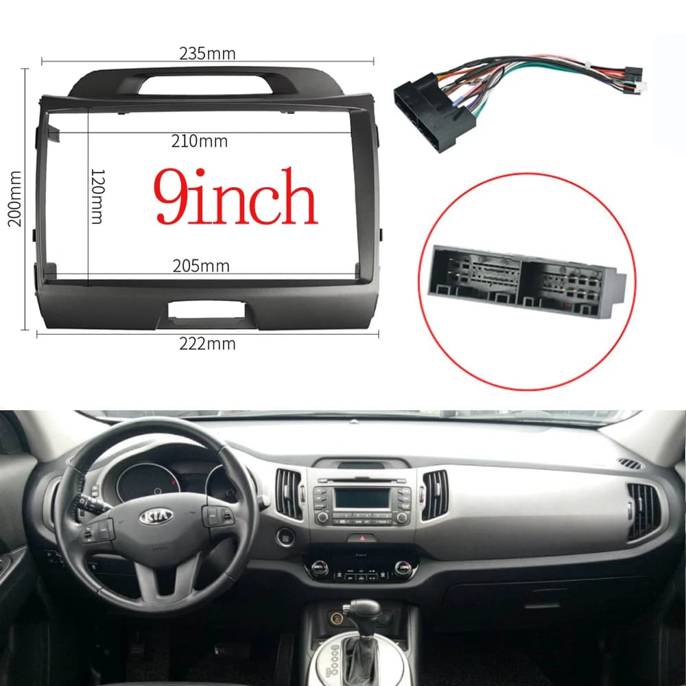 9 inch autoradio band for KIA SPORTAGE 2010-2015 installation kit dashboard panel Stereo double frame Din DVD frame