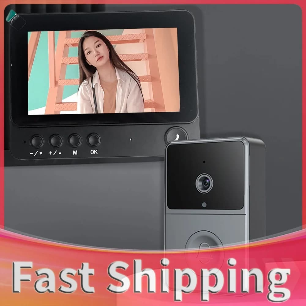2.4G Wireless Video Intercom Doorbell Two Way Voice Video Monitoring Doorbell Night Vision Audio Video Doorbell Camera for Villa
