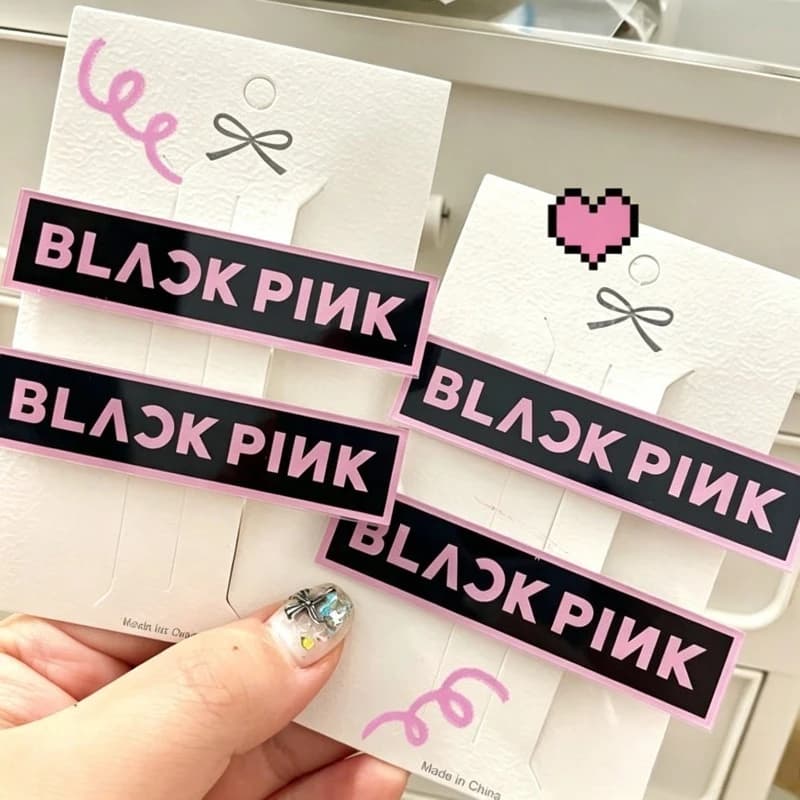 Black Pink Pattern Acrylic Hair Barrettes Sweet Elegant Bang Holding Hair Clips Firm Grip Non-slip Alligator Hair Clips