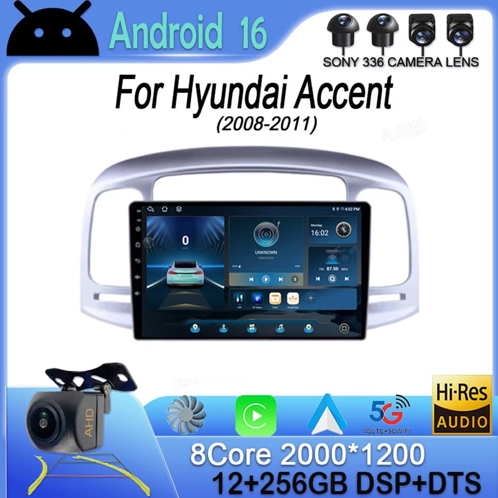 Android 15 Auto For Hyundai Accent 2008 2009 2010 2011 Autoradio Multimedia Video Reader GPS Navigation 360 Camera No 2din dvd