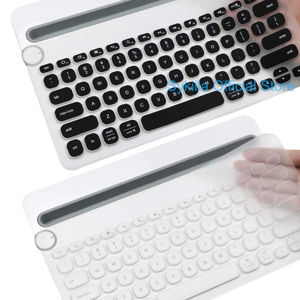 Cover per Tastiera K480 per Logitech K480, Pellicola Trasparente Nera in Silicone Sottile per Logi Wireless, Versione Inglese