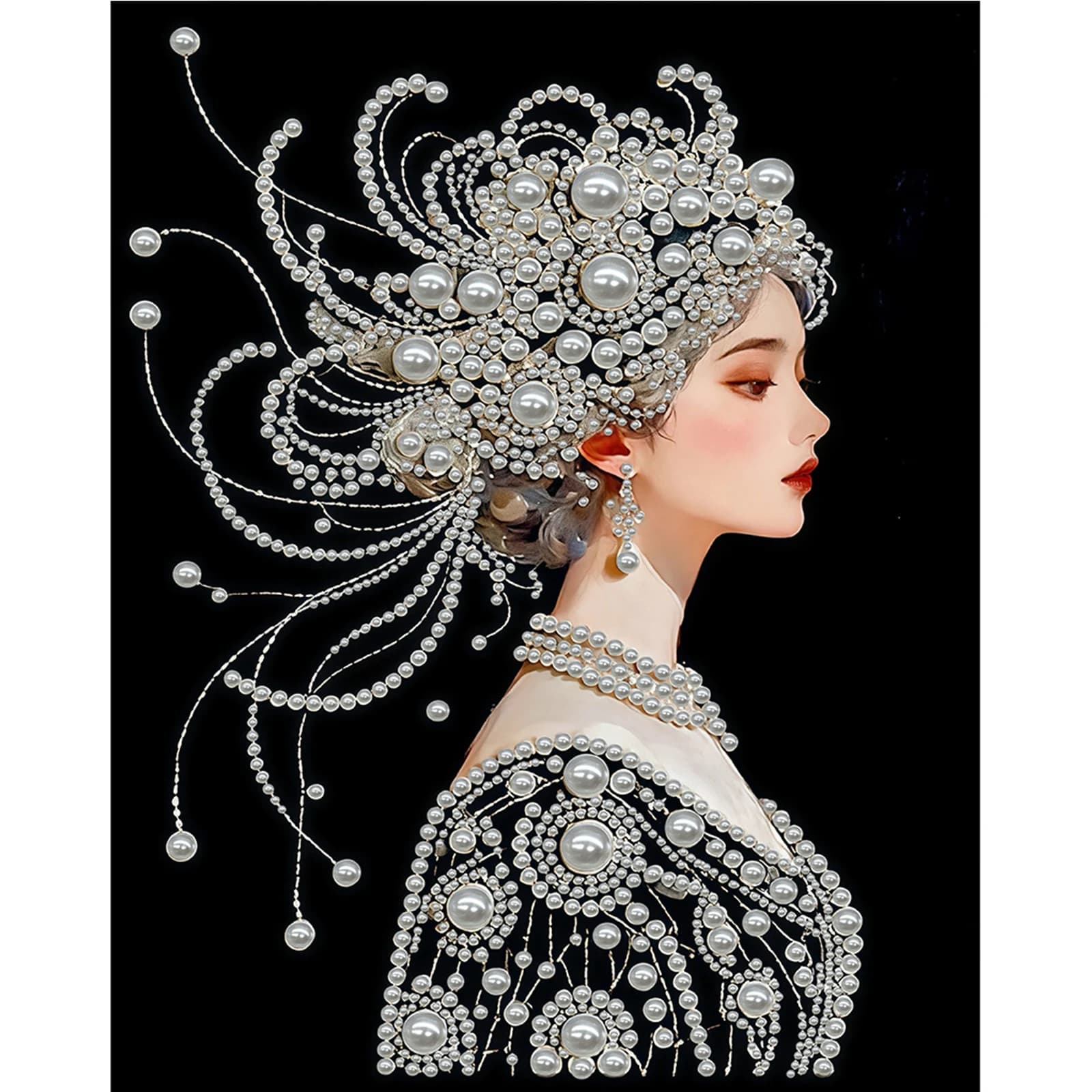 Fa-da-Te Artistic Kits for Painting with Frameless Pearls, Paintings with Pearls and Gems, Art and Crafts 30x40cm for Adults/Princers, Gift, Home Decoration