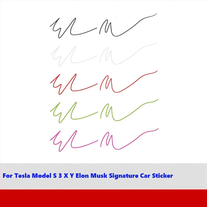 Adesivo per auto per Tesla Model S 3 X Y Adesivi per auto creativi Modello 3 Decalcomanie per automobili Elon Musk Signature Accessori per auto