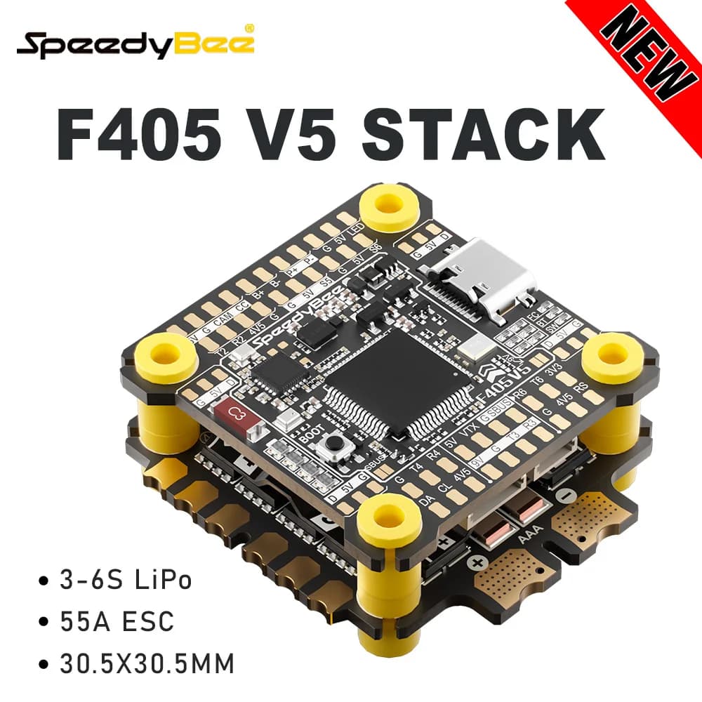 SpeedyBee F405 V5 Stack F405 V5 FC 32-Bit 55A 4in1 ESC 3-6S LiPo 30.5x30.5mm 16MB ICM42688P RC FPV Racing Drone