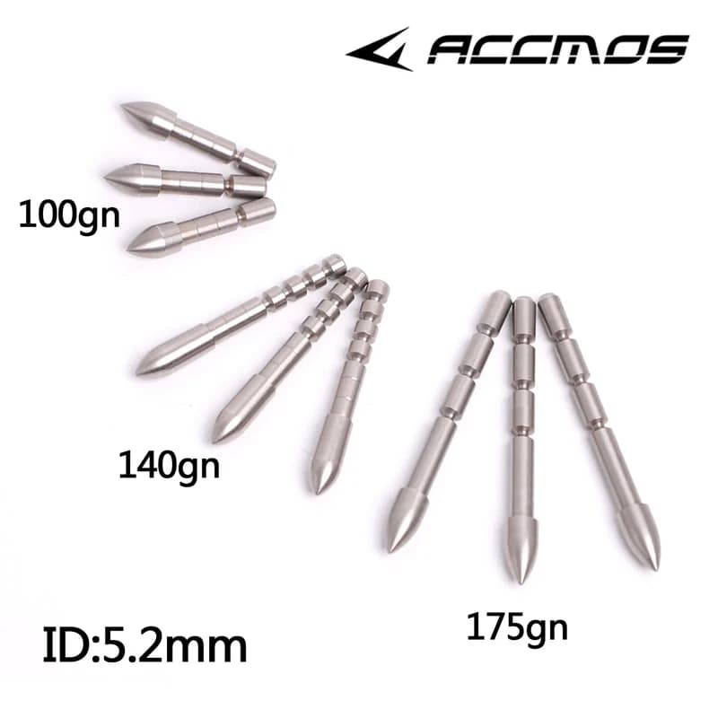 6 pezzi ID5.2mm punta di freccia 100 140 175 grana testa di freccia in acciaio inossidabile per ID 5.2 mm albero di freccia accessori per tiro con l'arco fai da te