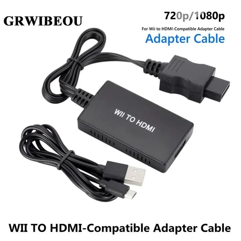 GRWIBEOU Converter Compatible with Wii to HDMI Adapter Compatible with Wii to HDMI with 3.5 mm audio jack Supports Wii screen for HDTV PC