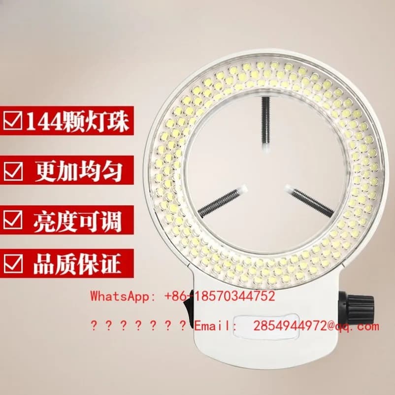 Sorgente Luminosa LED per Microscopio, Lampada ad Anello con 144 Perle Luminose, Diametro Interno 63mm, Regolabile per Microscopio Elettronico Stereoscopico